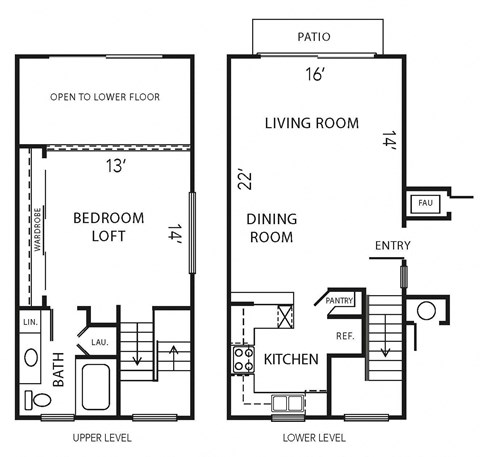 two floor plan of a house with bedrooms and a living room